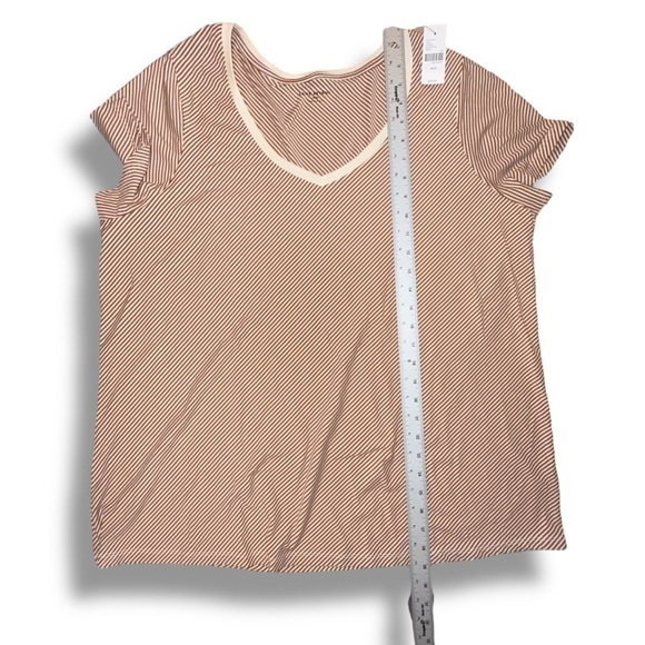 NWT LANE BRYANT Modern Short Sleeve V-Neck Stripe Tee Size - Beige/Tan 18/20 - Picture 13 of 16
